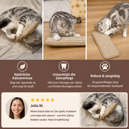 Natürliches Sisal-Katzenkissen & Kratzspielzeug mit Katzenminze – Kauspielzeug zur Zahnpflege