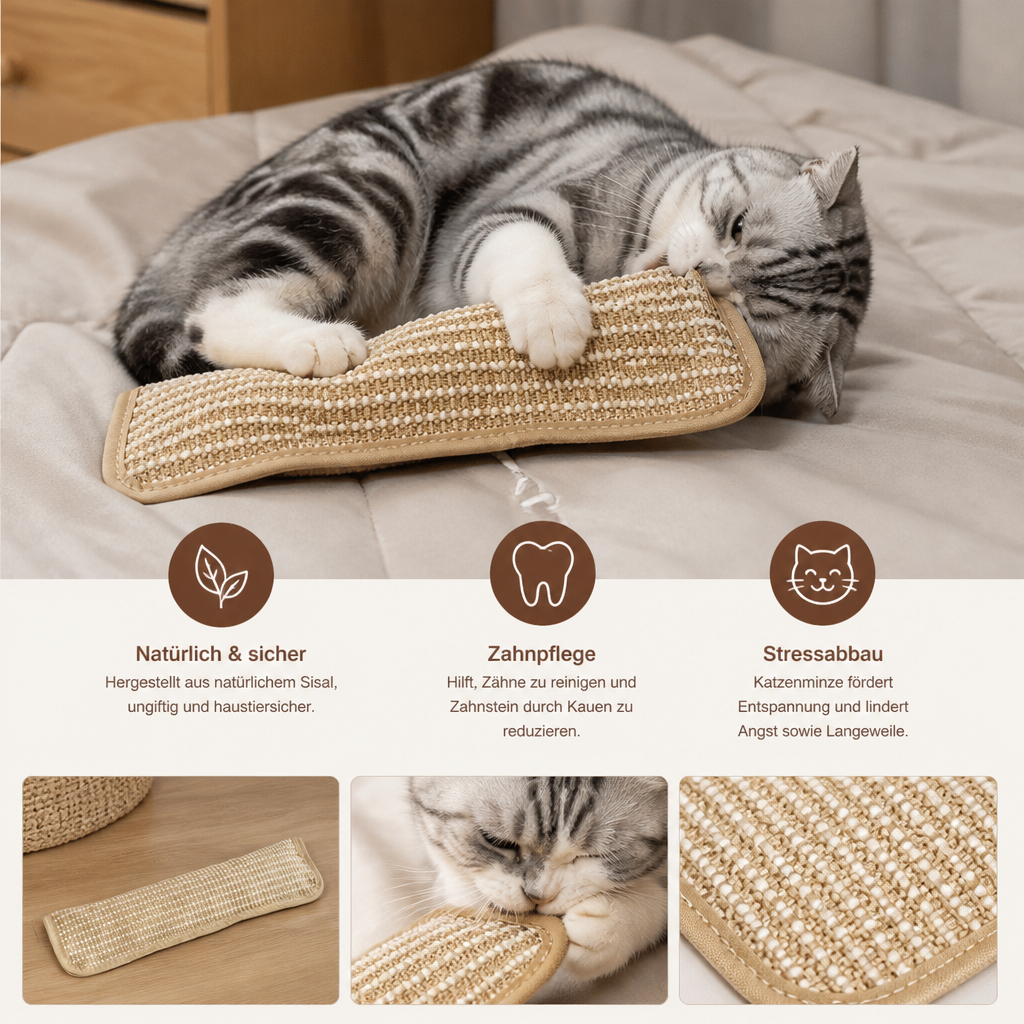 Natürliches Sisal-Katzenkissen & Kratzspielzeug mit Katzenminze – Kauspielzeug zur Zahnpflege