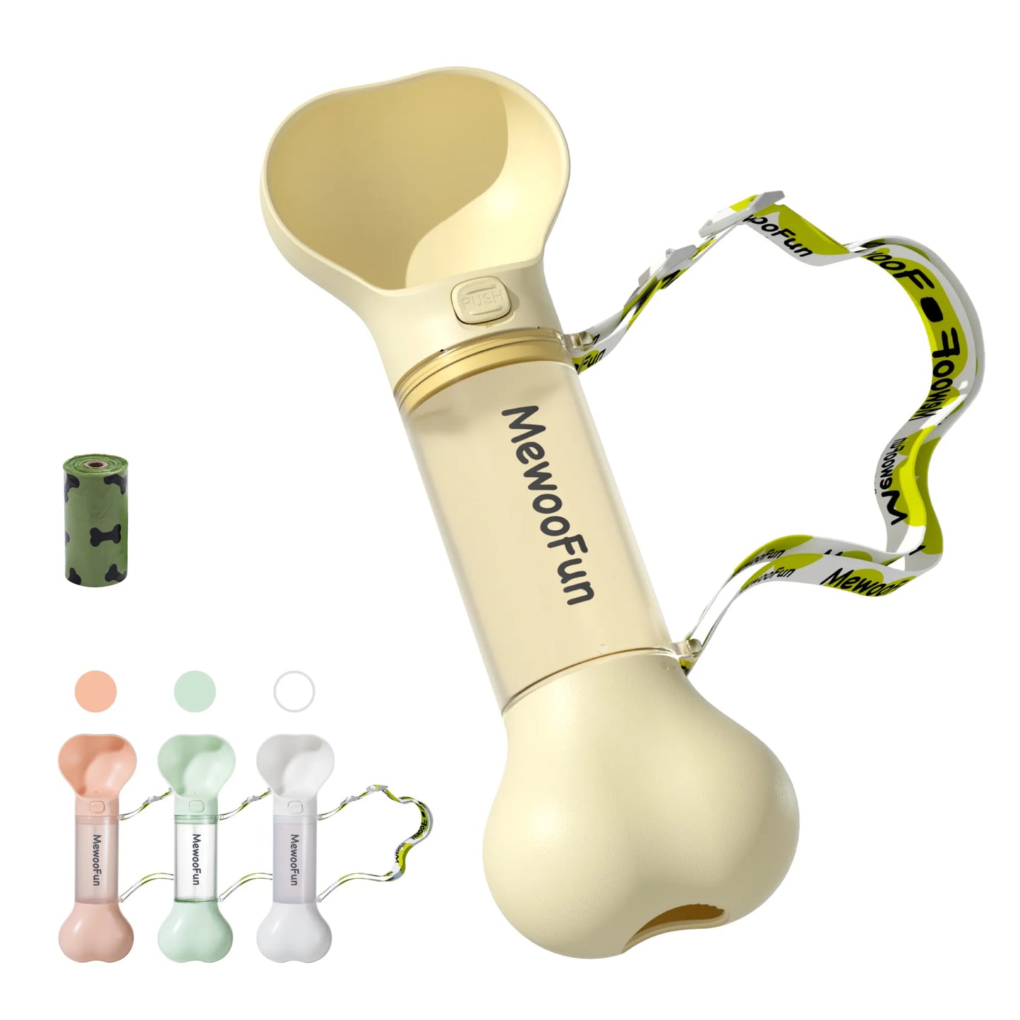 Trinkflasche für Hunde in Knochenform – Tragbarer Wasserspender mit Napf