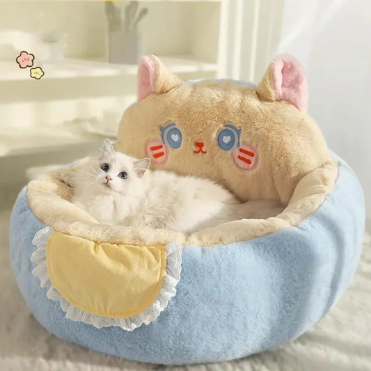 Kuscheliges Katzenbett Im Niedlichen Design – Gemütliches Bett für Katzen und Kleine Haustiere