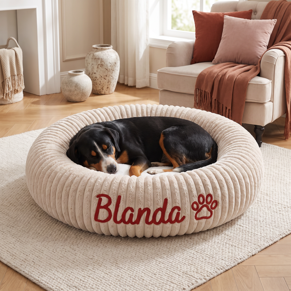 Personalisiertes Rundes Flauschiges Hundebett