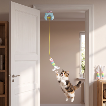 Wiederaufladbares hängendes Tür-Katzenspielzeug mit interaktiver fliegender Feder