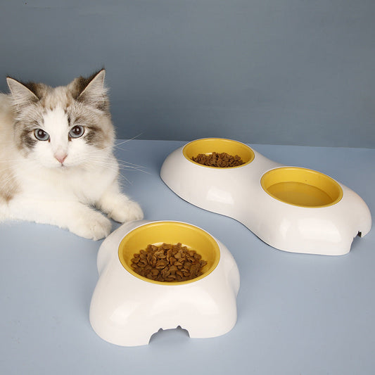 Hundenapf und Futternapf Set für Haustiere – Rutschfestes Doppelnapf Design mit Gelb