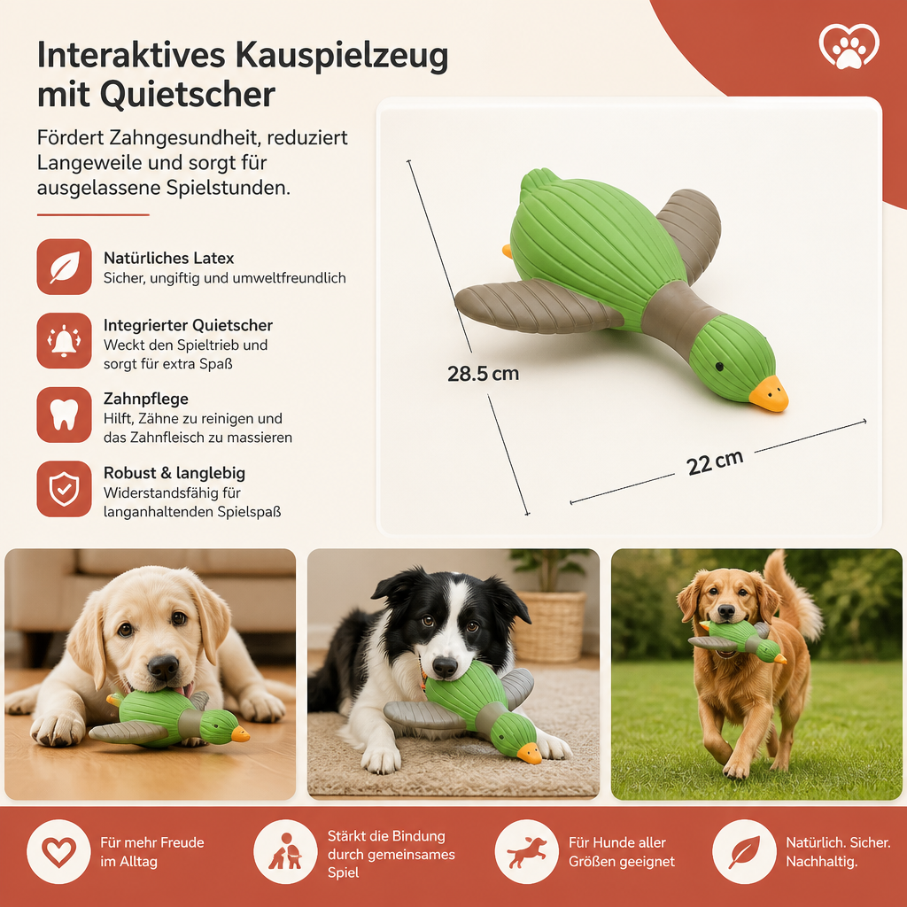 Interaktives Kauspielzeug mit Quietscher für Hunde