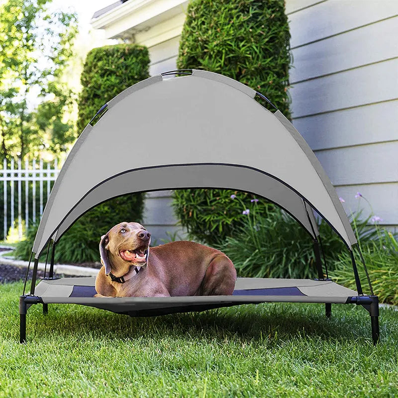 Erhöhtes Hundebett mit Sonnendach – Atmungsaktive Outdoor-Liege Für Hunde