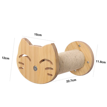 Wand-Kratzbrett für Katzen Aus Holz im Katzenkopf-Design – Gemütlicher Liegeplatz und Spielzeug