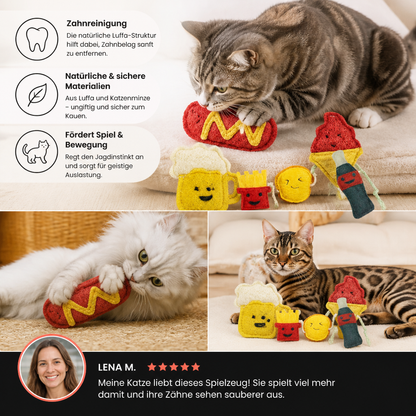 Zahnpflegendes Katzenminze-Kauspielzeug – Natürliches Luffa-Set für Zahnpflege & Spiel