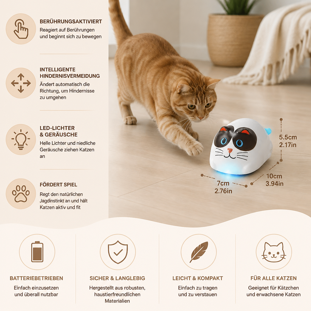 Berührungsgesteuertes intelligentes Katzenspielzeug in Roboterform