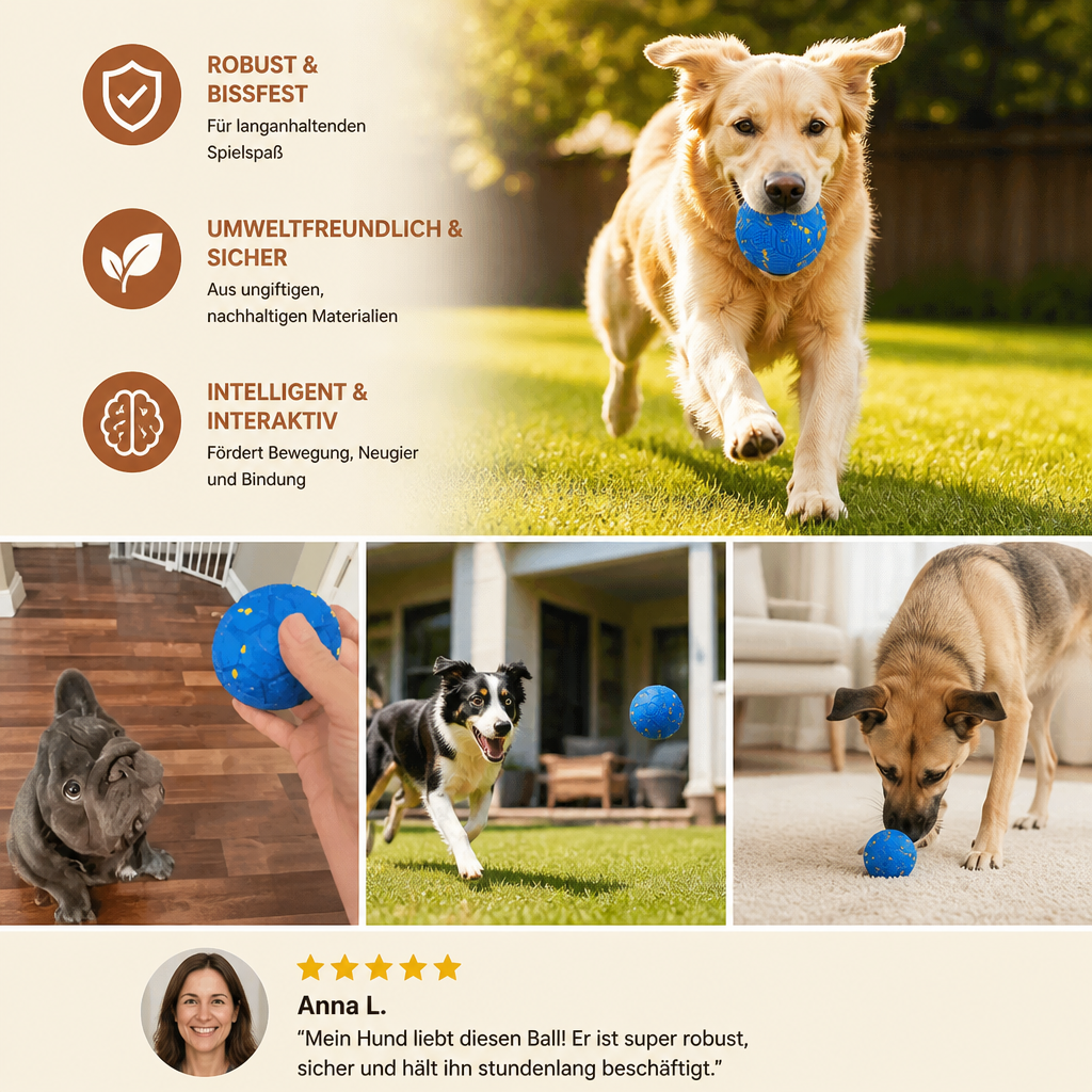 Umweltfreundlicher, bissfester, intelligenter, interaktiver, automatischer Hundeball