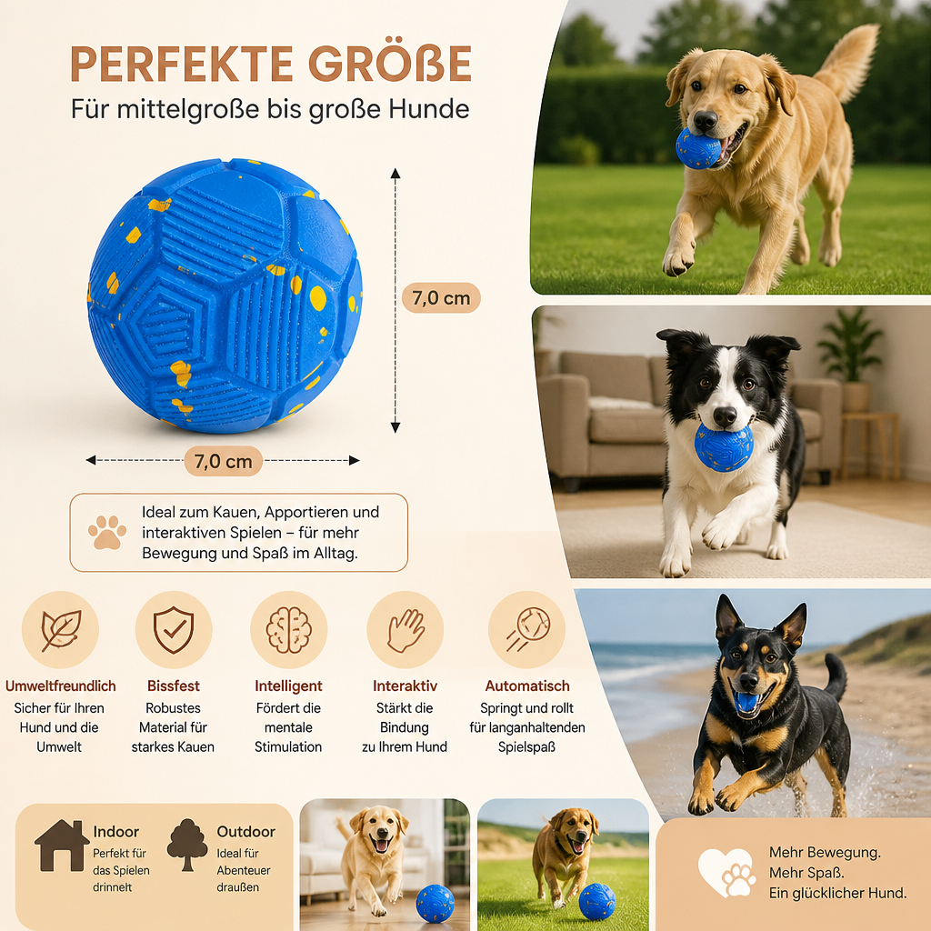 Umweltfreundlicher, bissfester, intelligenter, interaktiver, automatischer Hundeball