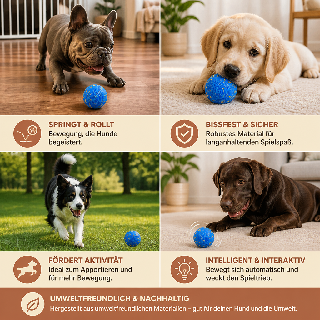 Umweltfreundlicher, bissfester, intelligenter, interaktiver, automatischer Hundeball