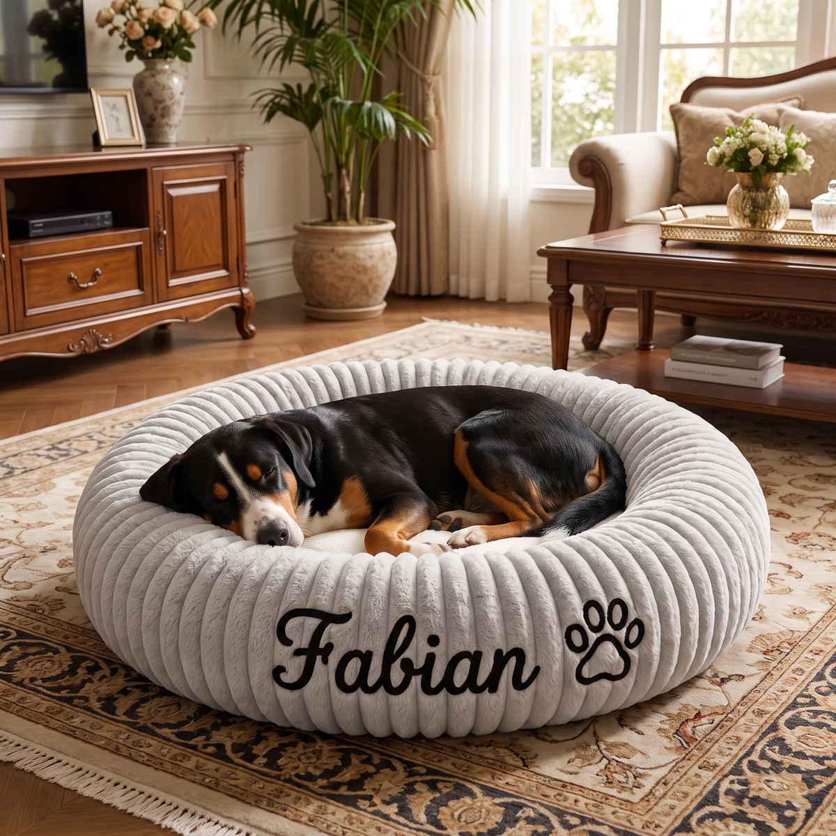 Personalisiertes Rundes Flauschiges Hundebett