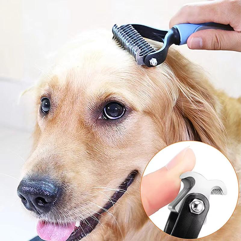 Premium 2-in-1 Entwirrkamm für Haustiere – Sanfte Fellpflege & Knotenentfernung