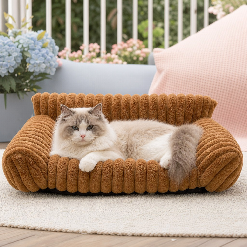 Flauschiges Wolken-Haustiersofa mit weichen Seitenpolstern & waschbarem Bezug