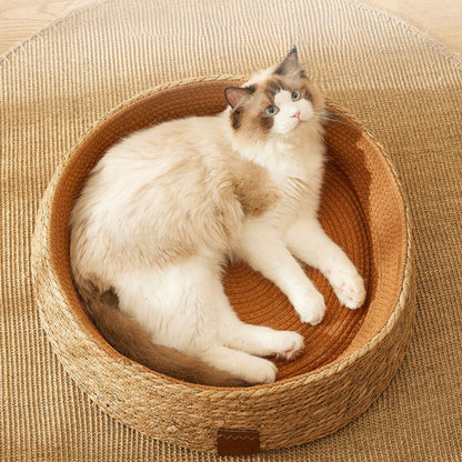 Handgefertigtes Rattan-schlafnest Für Katzen