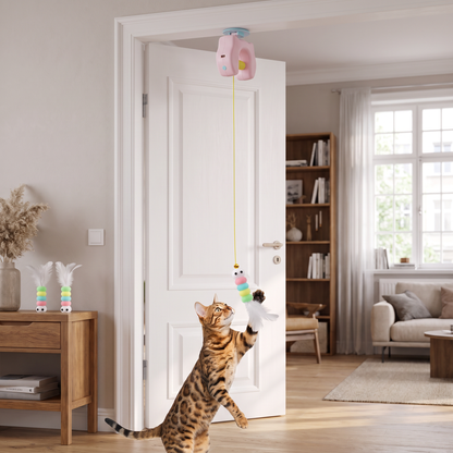 Wiederaufladbares hängendes Tür-Katzenspielzeug mit interaktiver fliegender Feder