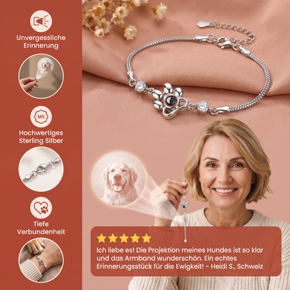 Personalisiertes Pfoten-Foto-Projektions-Andenkenarmband