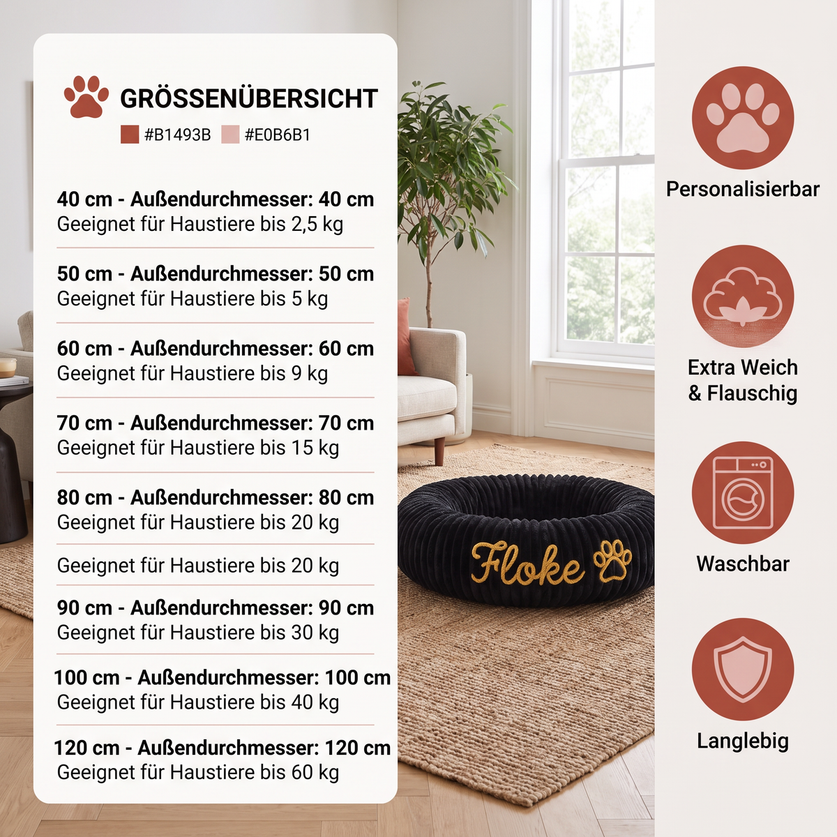 Personalisiertes Rundes Flauschiges Hundebett