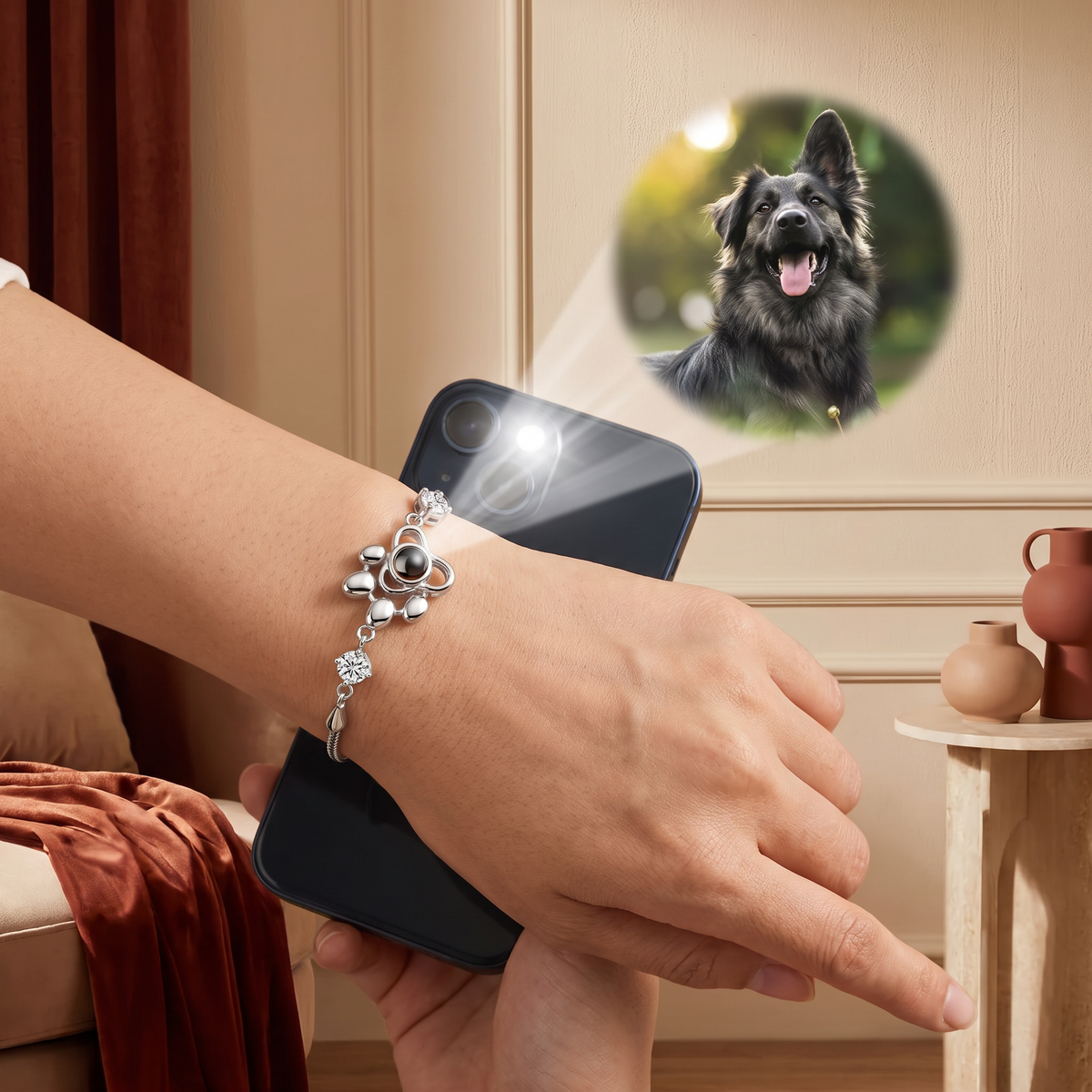 Personalisiertes Pfoten-Foto-Projektions-Andenkenarmband