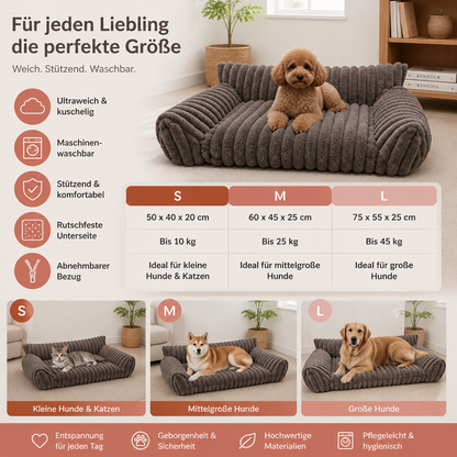 Flauschiges Wolken-Haustiersofa mit weichen Seitenpolstern & waschbarem Bezug