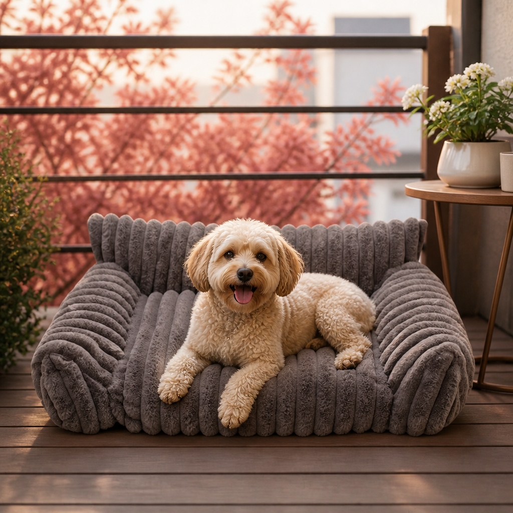 Flauschiges Wolken-Haustiersofa mit weichen Seitenpolstern & waschbarem Bezug