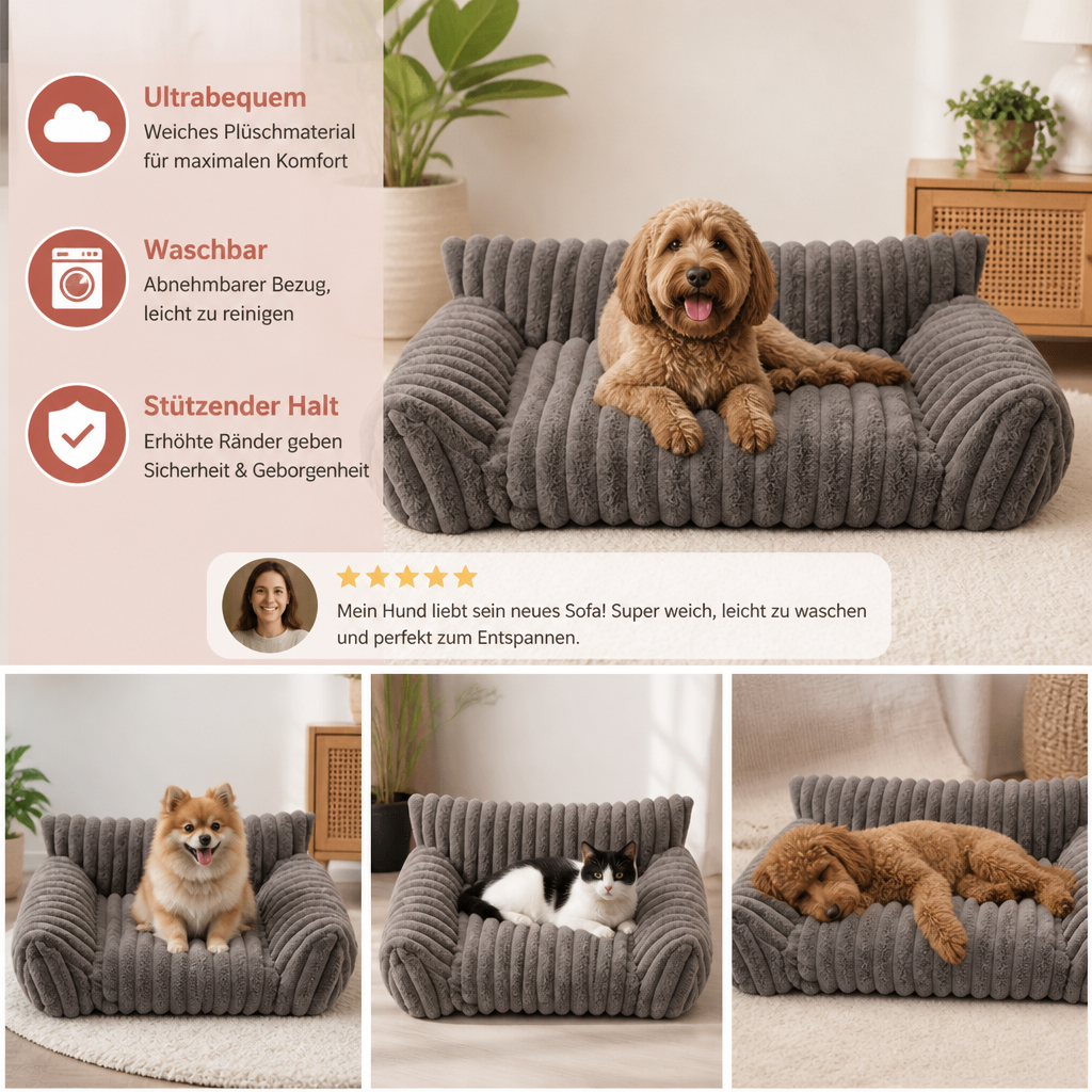 Flauschiges Wolken-Haustiersofa mit weichen Seitenpolstern & waschbarem Bezug
