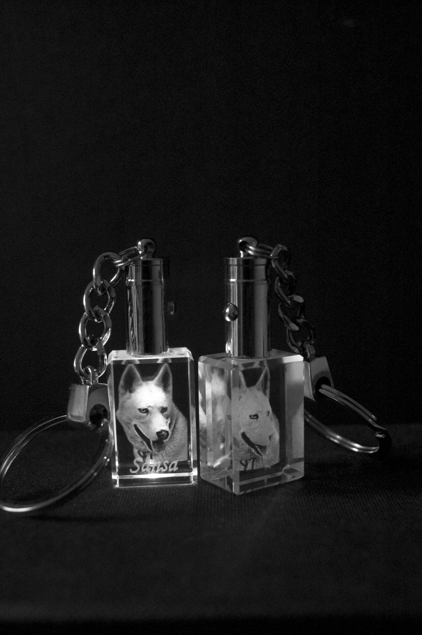 Individuelle 2D/3D Kristallgravur Schlüsselanhänger