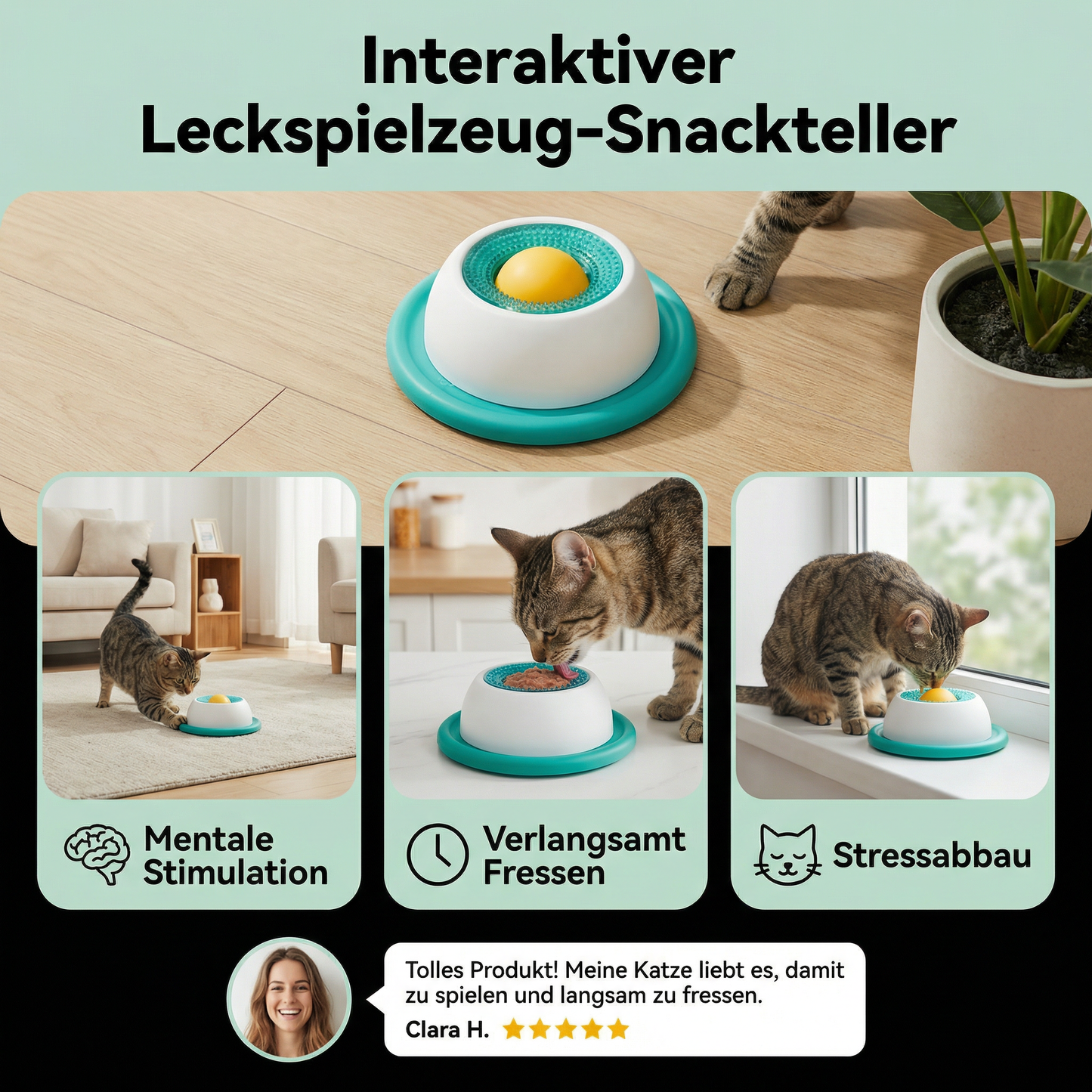 Interaktiver Leckspielzeug-Snackteller – Slow Feeder für Katzen