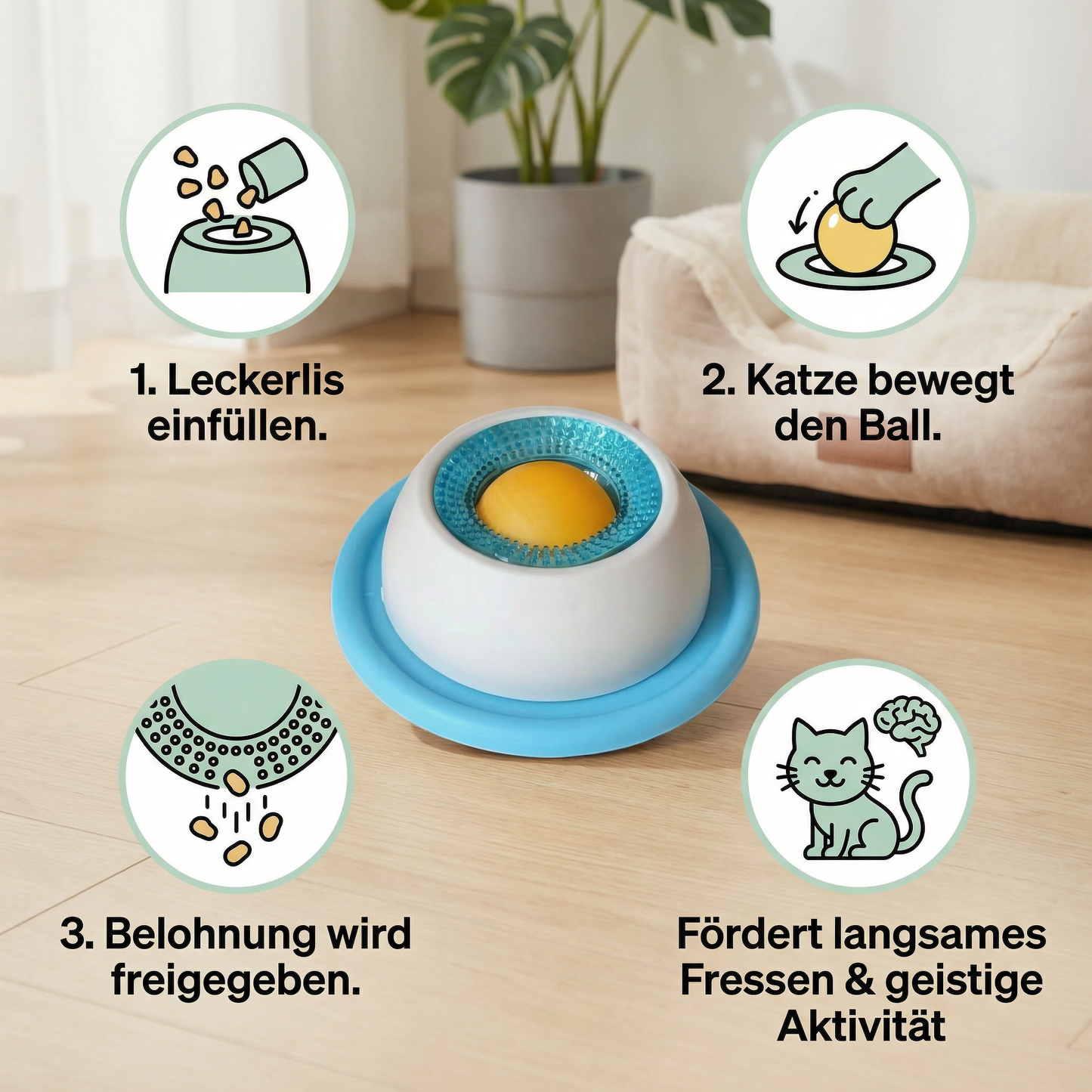 Interaktiver Leckspielzeug-Snackteller – Slow Feeder für Katzen